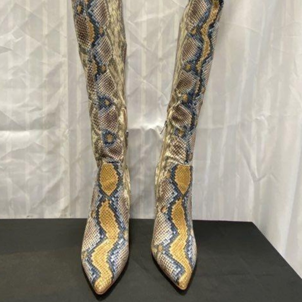 IOB Steve Madden Dominique Multicolor Snakeskin Over the Knee Boots Size 8
